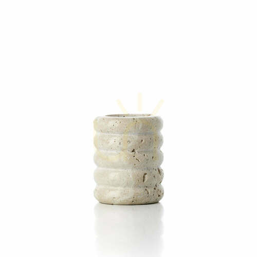 Jelölje be Bazar Bizar Travertine Ripple teamécses-tartó S, bézs travertin, 6,3 × 6,3 × 7,5 cm