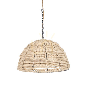 Függőlámpa BAZAR BIZAR fa gyöngyös természetes bézs 48 cm small 8