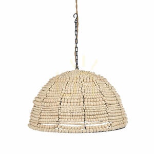 Függőlámpa BAZAR BIZAR fa gyöngyös természetes bézs 48 cm small 0