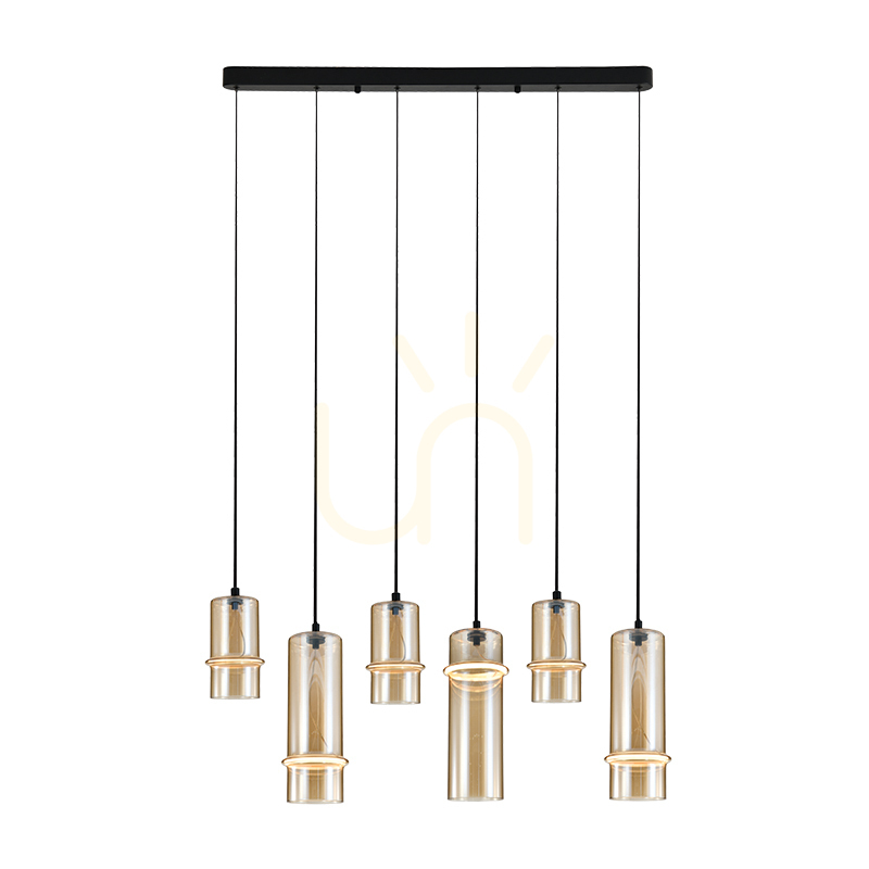 LED pendant 2536 26W 1860lm 3000K CRI90 6 champagne glass shades sandy black 102 cm Zambelis