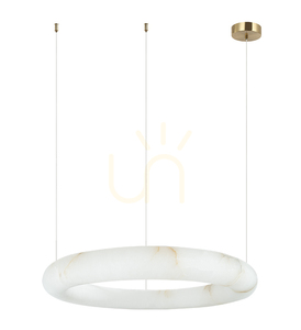 Kerek függesztett LED-lámpa, 35 W, 3000 K, triac, alabástrom – sárgaréz, ZAMBELIS small 1