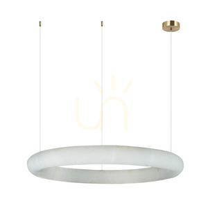 Kerek függesztett LED-lámpa, 45 W, 3000 K, triac, alabástrom – sárgaréz, ZAMBELIS small 1