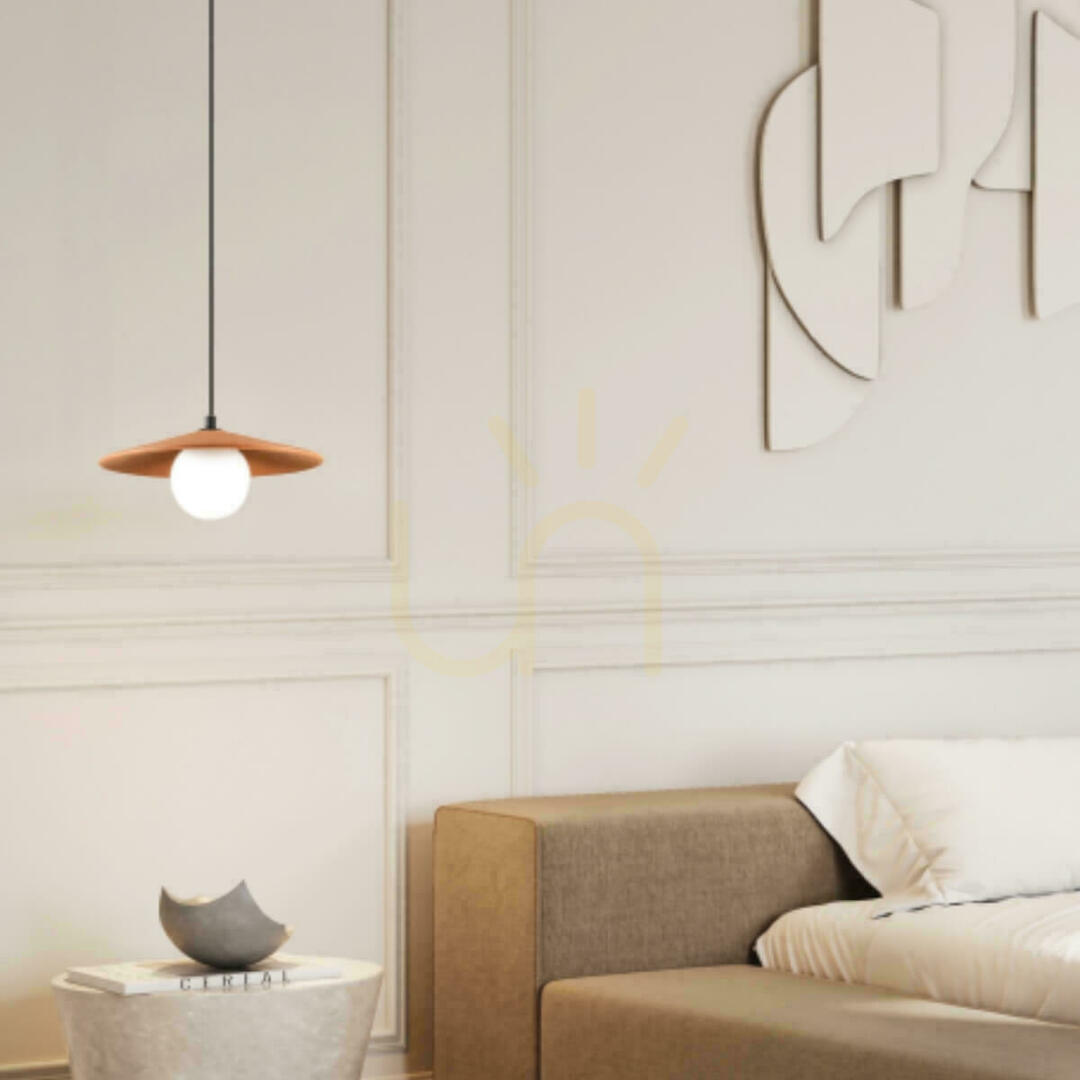 Pendant Light 1xg9 LED MAX 9W Terracotta Clay - Black - Metal - Opal Glass ZAMBELIS