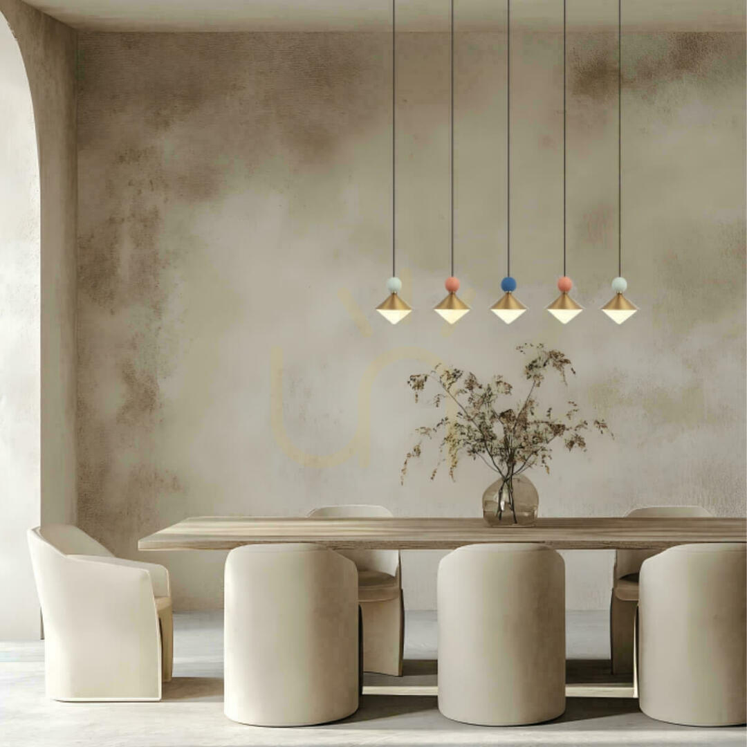 Pendant LED Line Light 32W 3000k Ceramic - Metal - Glass, Brass ZAMBELIS