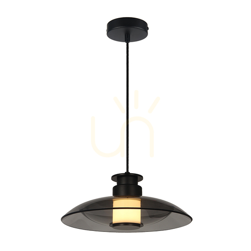 Jelölje be Zambelis 25142 LED függeszték, 10 W 3000 K, matt fekete és füstüveg, Ø30 cm