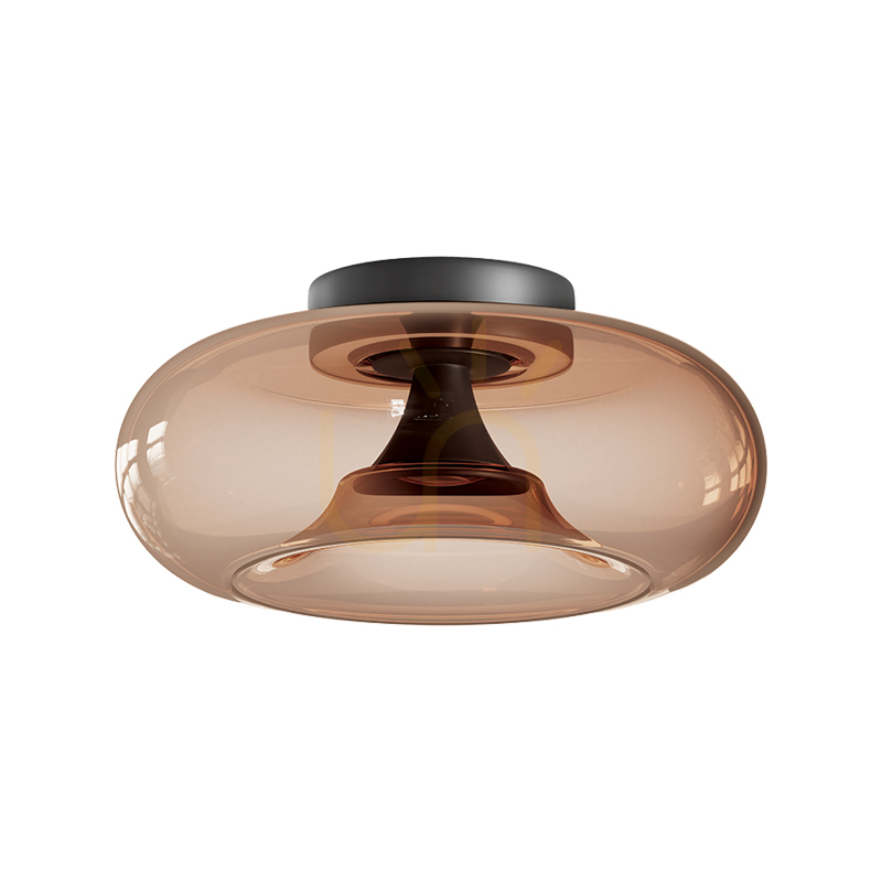 LED-taklampa 30 W, 2700 K–3000 K, Triac, svart matt – brungult glas, ZAMBELIS