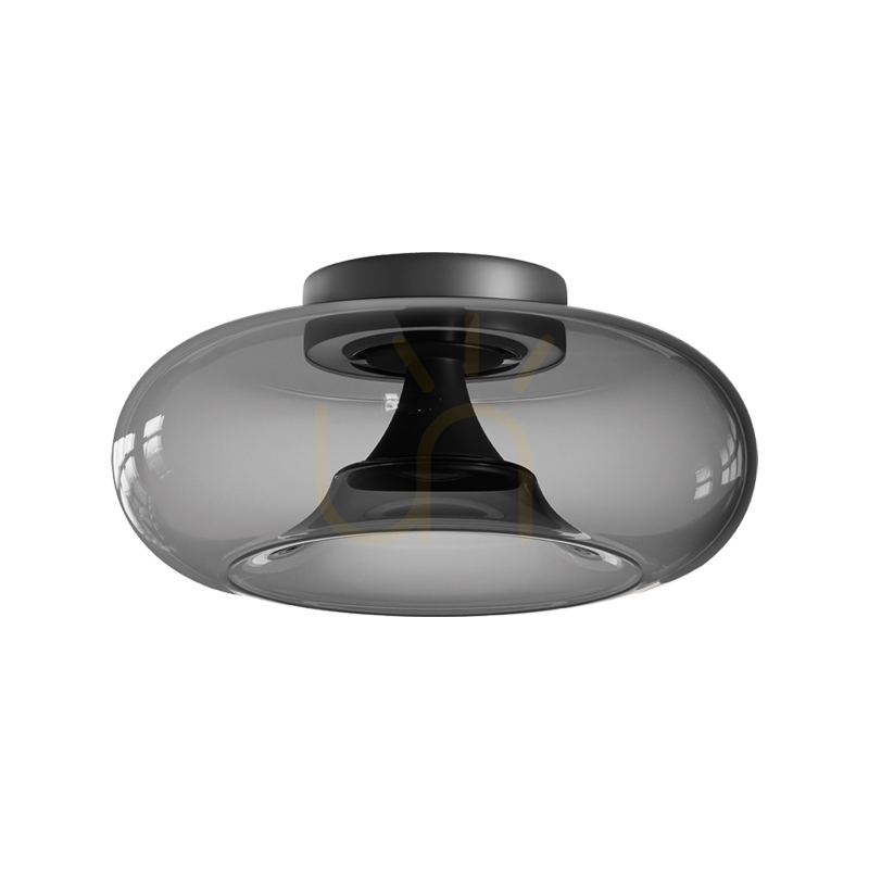 LED-taklampa 30 W 2700 K–3000 K, Triac, svart matt – rökfärgat glas, ZAMBELIS