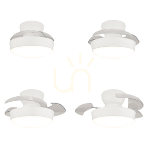 Mennyezeti ventilátor LED-es világítással, 20 W, 3000 K–4000 K–6500 K, fehér, matt fém – átlátszó polikarbonát lapátok, ZAMBELIS small 1
