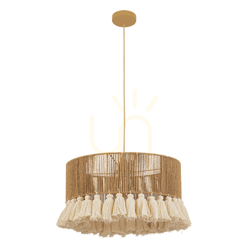 1xE27 pendant light, max.. 40 W, brown-beige metal – ZAMBELIS natural paper cord