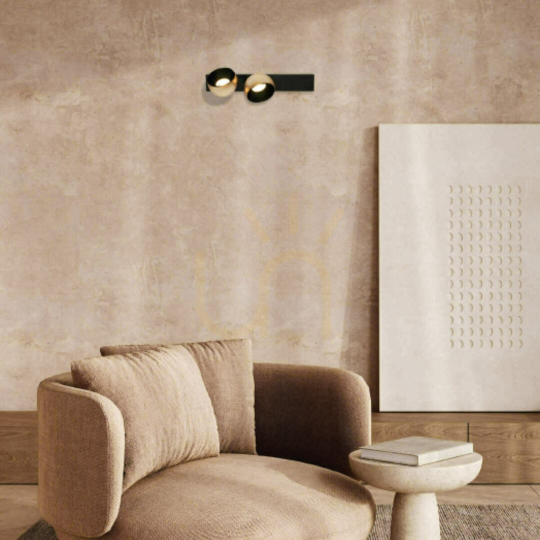 Wall LED Light 25W Sandy Black Base - Champagne Shade ZAMBELIS