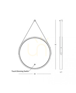 Kerek fürdőszobai tükör Ø60 cm 15 W-os LED-világítással, szíjas, érintéses fényerő-szabályozás, 3000/4000 K, IP44, matt fekete, Zambelis 25387 small 2
