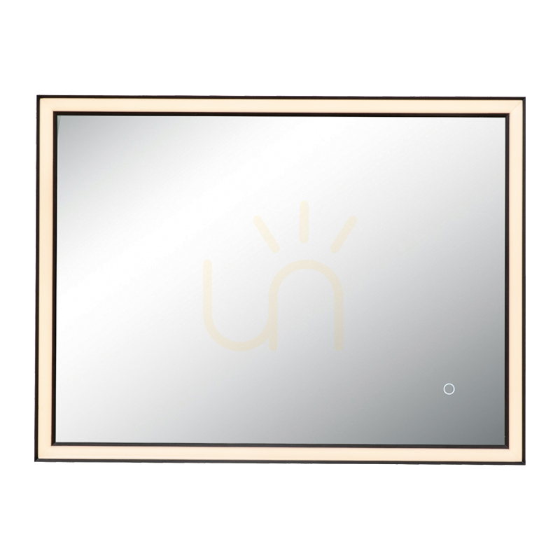 Mirror With LED Light 23W 3000k-4000k Rectangle Touch Dimming Switch Black Matt Ip44 ZAMBELIS