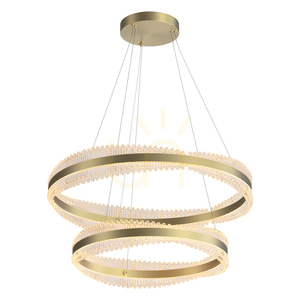 Zambelis 25413 LED függeszték, két gyűrű 80 és 60 cm, szálcsiszolt arany small 0