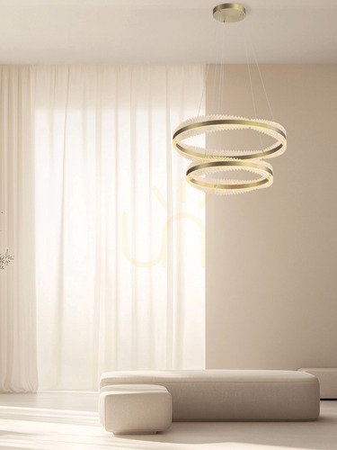 Jelölje be Zambelis 25413 LED függeszték, két gyűrű 80 és 60 cm, szálcsiszolt arany