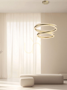 Zambelis 25413 LED függeszték, két gyűrű 80 és 60 cm, szálcsiszolt arany small 1