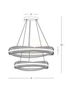 Zambelis 25413 LED függeszték, két gyűrű 80 és 60 cm, szálcsiszolt arany small 2