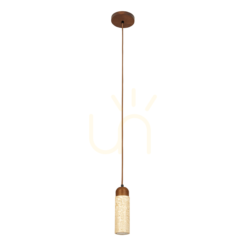 1xGU10 pendant light, max.. 10 W, natural stone – brown ZAMBELIS wood