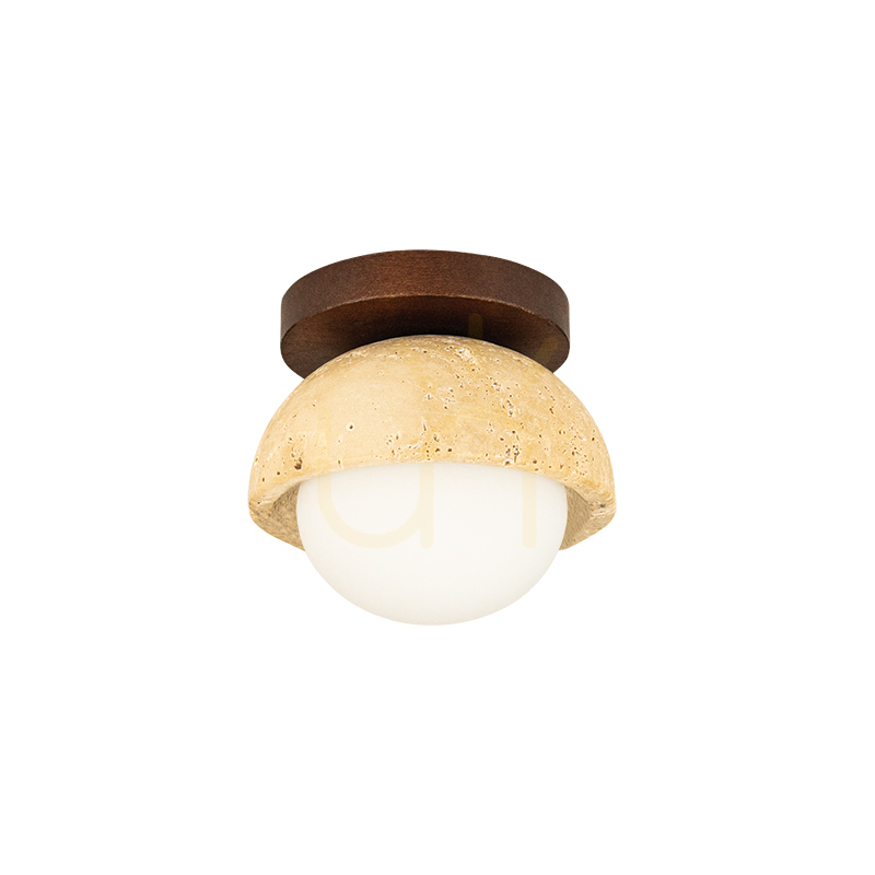 Wandleuchte 1xG9 LED MAX 5 W Naturstein – braunes Holz – Opalglas ZAMBELIS