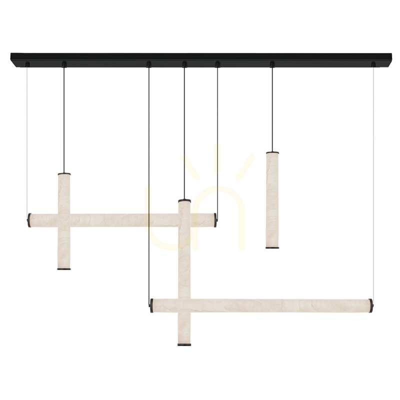 LED-pendellampa 93 W 3000 K Sundy svart metall – aluminium – alabaster ZAMBELIS