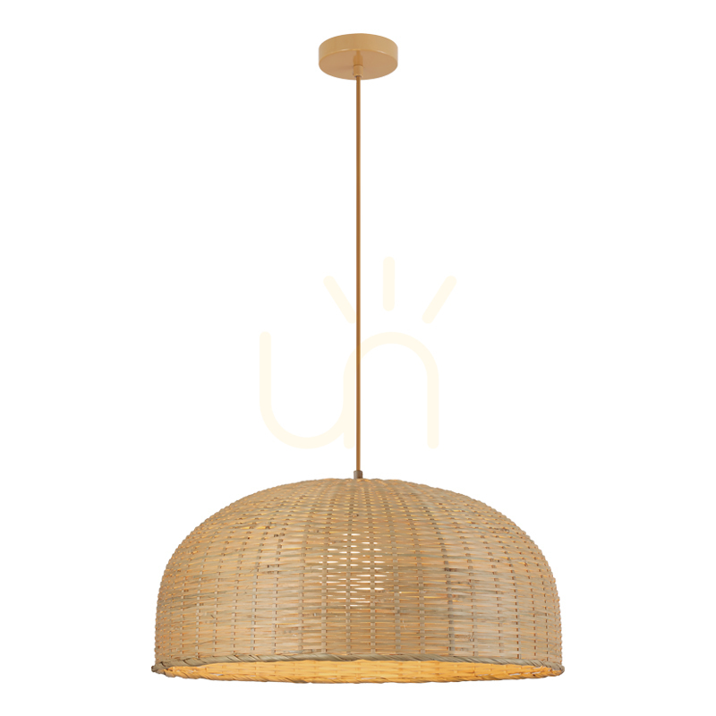 1xE27 pendant light, max.. 40 W, made of natural rattan – brown-beige, metal, ZAMBELIS