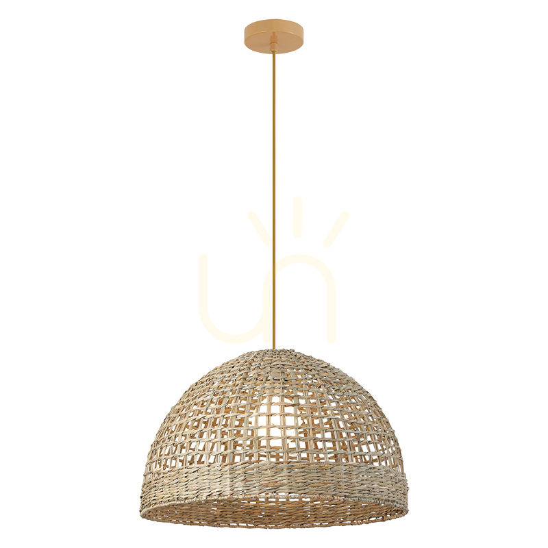 1xE27 pendant light, max.. 40 W, natural seaweed color – brown-beige metallic, ZAMBELIS