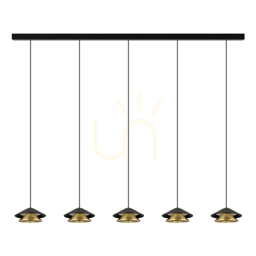 Jelölje be 45 W Line Light LED függesztett lámpa, 3000 K, fekete talp – homokszínű-fekete lámpaernyő – csiszolt arany bevonat,