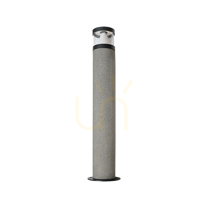 Outdoor Bollard LED Light 10W 3000k Natural Concrete - Black Metal - PC Diffuser Ip65 ZAMBELIS