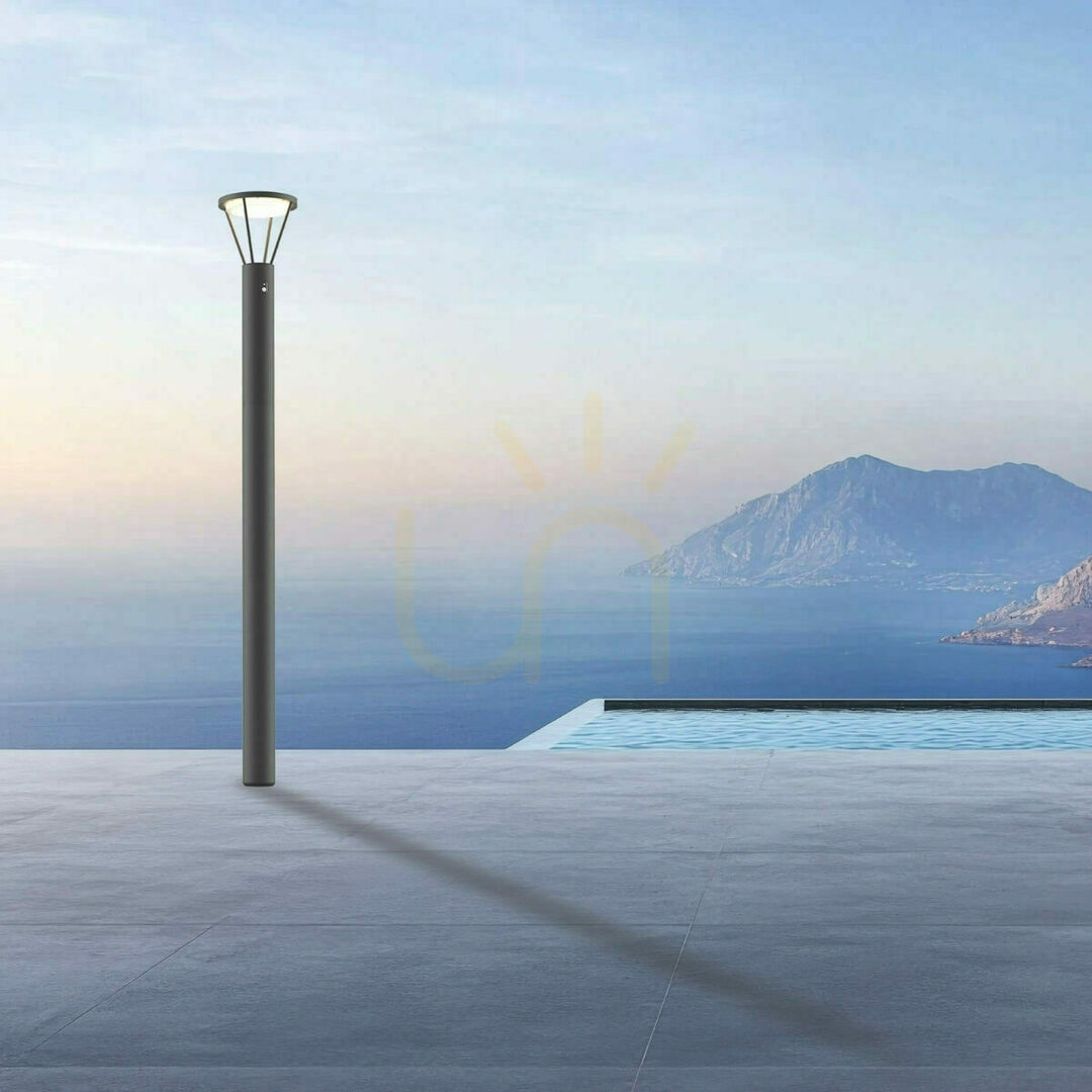 Outdoor Lamp Post-bollard LED Solar Light 5W 3000k Graphite Aluminium Ip54 ZAMBELIS