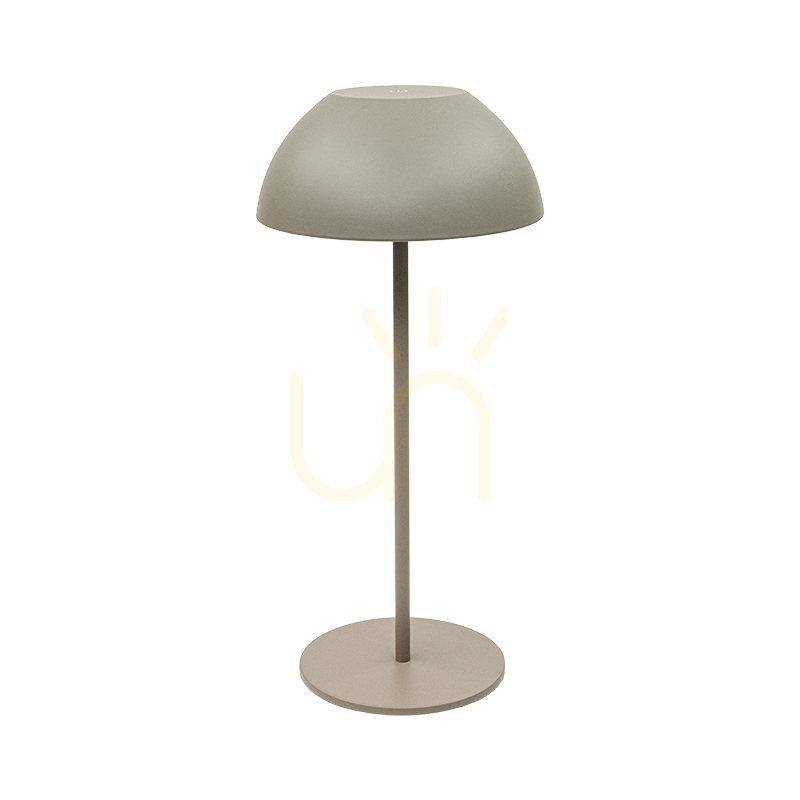 Kültéri hordozható asztali lámpa, LED, 2 W, 2700 K, érintéses fényerő-szabályozás, homokszínű, tejfehér, TEA, IP44, ZAMBELIS
