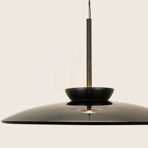 Jelölje be LED-függesztett lámpa, 31 W, 2700 K–3000 K, triac, matt fekete – füstölt üveg, ZAMBELIS