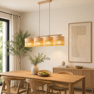 Dorma Wood Juta függesztett lámpa, 4 db XE27-es foglalattal small 1