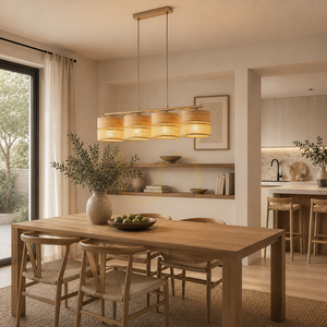 Dorma Wood Juta függesztett lámpa, 4 db XE27-es foglalattal small 3