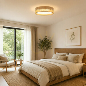 Dorma Wood Juta mennyezeti lámpa, 4 db Xe27 small 1