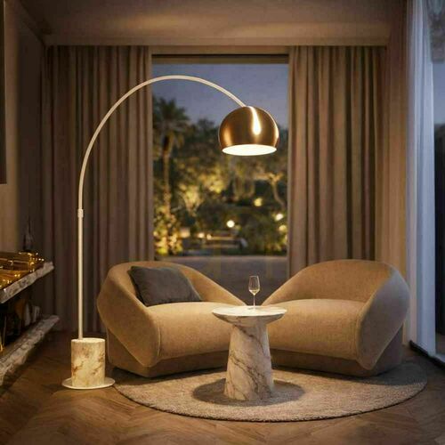Jelölje be Állólámpa s.luce Ball íves fehér márvány talppal 220 cm