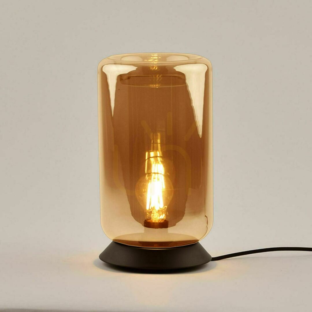 Előnézet Asztali lámpa s.luce Cruet borostyán üveg retro E27 kapcsolóval Asztali lámpa s.luce Cruet borostyán üveg retro E27 kapcsolóval