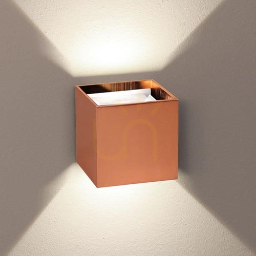 Jelölje be Fali lámpa s.luce Ixa LED mozgásérzékelővel réz 10x10 cm