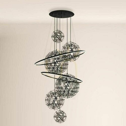 Jelölje be s.luce Fusion XXL 8-LED gyűrűs csillár, fekete, 150 cm