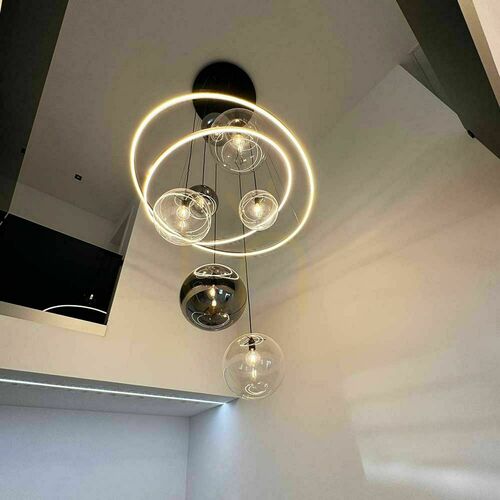 Jelölje be Csillár s.luce Galaxy XXL LED fekete üveggömbös 8 karos