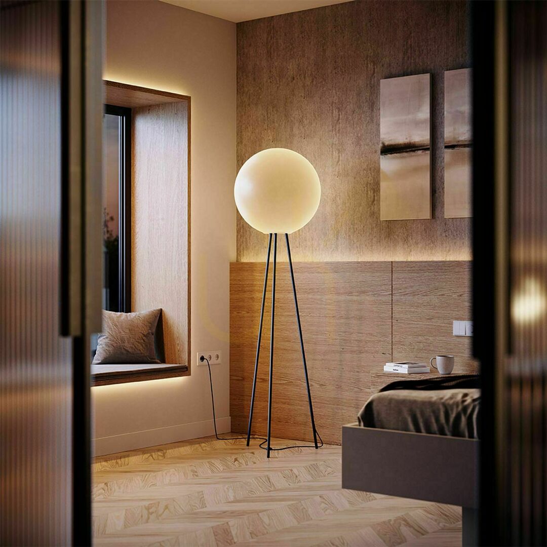Jelölje be s.luce Orb tripód állólámpa üveggömb, réz, 160 cm s.luce Orb tripód állólámpa üveggömb, réz, 160 cm