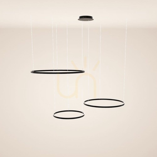 Jelölje be Csillár s.luce Ring LED 3-gyűrűs fekete, állítható függeszték