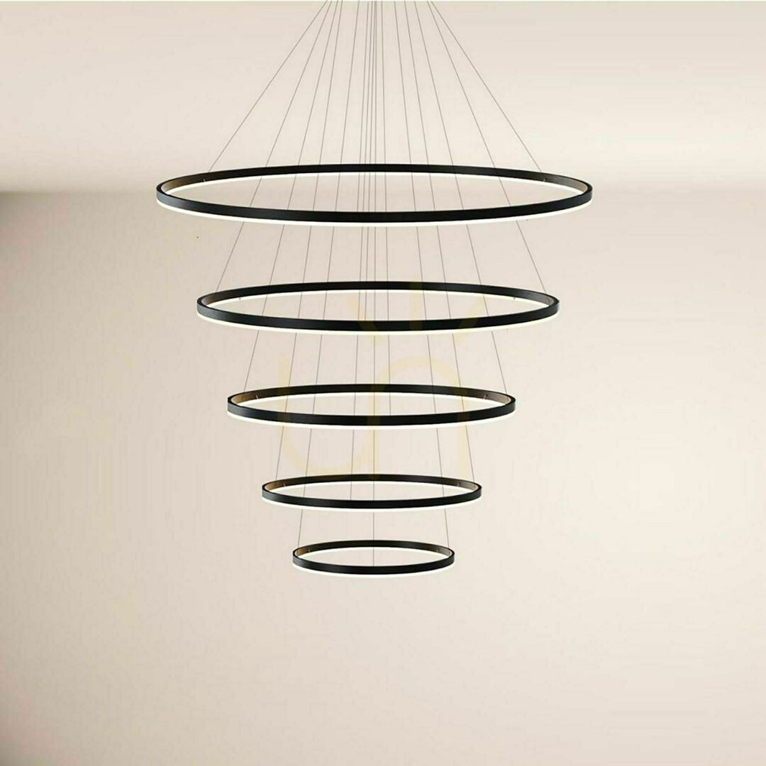 Kilátás Csillár s.luce Ring LED gyűrűs függesztett lámpa, fekete, 5 lámpás Csillár s.luce Ring LED gyűrűs függesztett lámpa, fekete, 5 lámpás