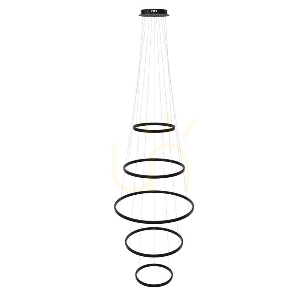 Jelölje be Csillár s.luce Ring LED 5 lámpás fekete, állítható magasságú, dimmelhető, 80 cm Csillár s.luce Ring LED 5 lámpás fekete, állítható magasságú, dimmelhető, 80 cm