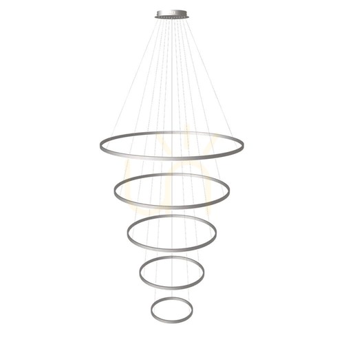 Jelölje be Csillár s.luce Ring LED 5 lámpás ezüst, állítható magasságú, dimmelhető کے