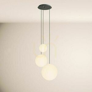 s.luce Orb Modular 3 izzós csillár fehér üveg fekete felfüggesztés small 15