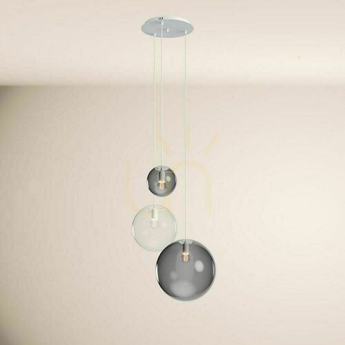 Jelölje be s.luce Orb Modular 3 izzós függőlámpa, füstszínű és átlátszó üveg, fehér baldachin