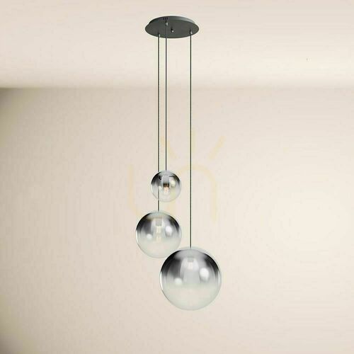 Jelölje be s.luce Orb 3 égős függőlámpa, Ø20/30/40 cm-es üveggömbök, füstszínű átmenetes üveg, fekete függesztés