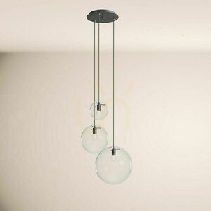 s.luce Orb 3 fényű csillár, átlátszó üveg, fekete függesztés, Ø20/30/40 cm small 0