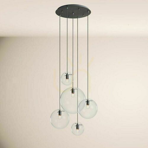 Jelölje be s.luce Orb 5 karos moduláris csillár fekete üveg-fém 20-40 cm