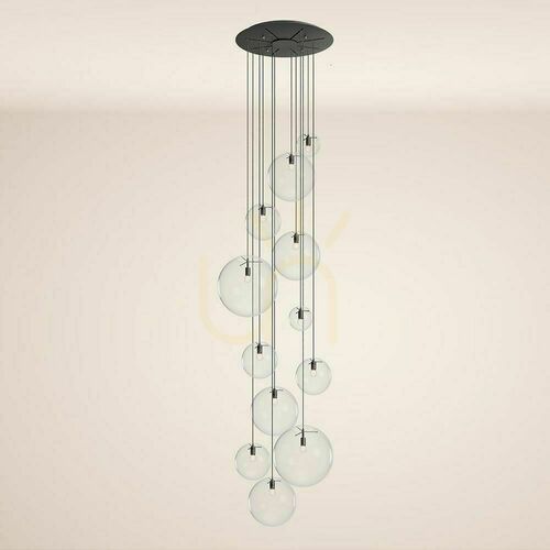 Jelölje be Függőlámpa s.luce Orb Modular 12 izzós átlátszó üveg fekete