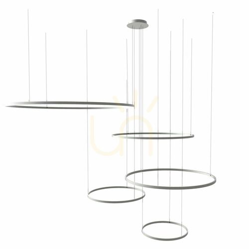 Jelölje be Csillár s.luce Ring LED gyűrűs 5 lámpás függőlámpa, ezüst, állítható magasságú